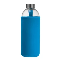 Kép 3/3 - Üveg ivópalack neoprén tokban, 1000 ml, világos kék