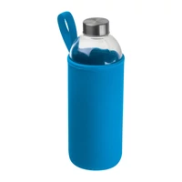 Kép 1/3 - Üveg ivópalack neoprén tokban, 1000 ml, világos kék