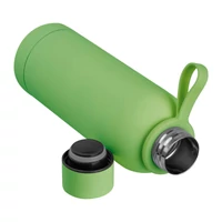 Kép 2/3 - Gumírozott vákuumszigetelt ivópalack, 500ml, világos zöld