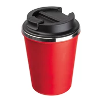 Kép 1/3 - Duplafalú acél ivópohár, 350ml, piros