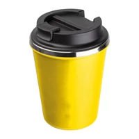 Kép 1/3 - Duplafalú acél ivópohár, 350ml, sárga