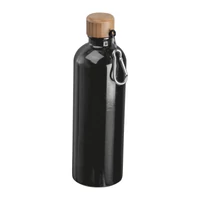 Kép 1/3 - Rozsdamentes acél ivópalack karabinerrel, 750ml, fekete