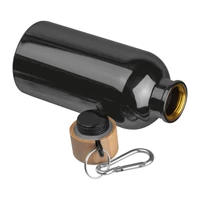 Kép 2/3 - Rozsdamentes acél ivópalack karabinerrel, 400ml, fekete