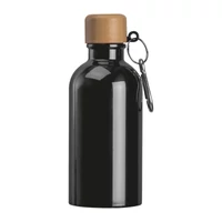 Kép 3/3 - Rozsdamentes acél ivópalack karabinerrel, 400ml, fekete