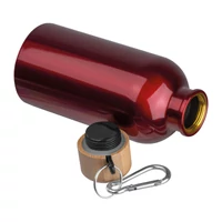 Kép 2/3 - Rozsdamentes acél ivópalack karabinerrel, 400ml, piros