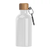 Kép 3/3 - Rozsdamentes acél ivópalack karabinerrel, 400ml, fehér