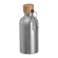 Kép 1/3 - Rozsdamentes acél ivópalack karabinerrel, 400ml, szürke