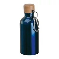 Kép 1/3 - Rozsdamentes acél ivópalack karabinerrel, 400ml, sötétkék