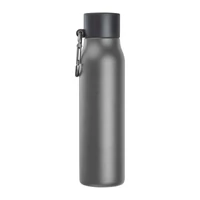 Kép 3/3 - Vákuumszigetelt ivópalack karabinerrel, 600 ml, sötétszürke