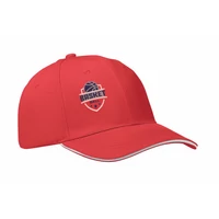 Kép 5/6 - BUFFALO 6 panel baseball sapka 260g/m², fehér/piros