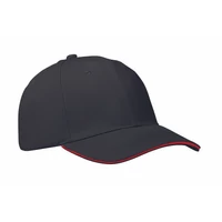 Kép 1/4 - BUFFALO 6 panel baseball sapka 260g/m², fekete/piros