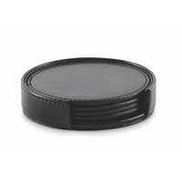Kép 1/5 - POSA SET 4 db-os PU poháralátét készlet, fekete
