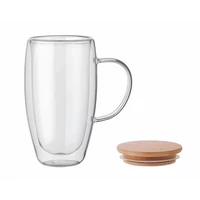 Kép 2/6 - TEROL Dupla falú üvegbögre 450ml, áttetsző