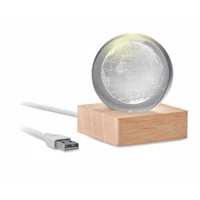 Kép 2/8 - GLOBE LIGHT LED földgömb üveggömb, fa