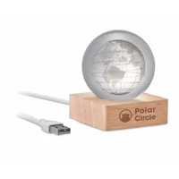 Kép 4/8 - GLOBE LIGHT LED földgömb üveggömb, fa
