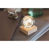 Kép 5/8 - GLOBE LIGHT LED földgömb üveggömb, fa