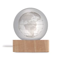 Kép 7/8 - GLOBE LIGHT LED földgömb üveggömb, fa
