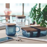 Kép 2/8 - VITRIO MUG Bordázott üveg bögre 300 ml, áttetsző kék