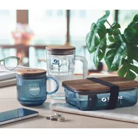 Kép 3/8 - VITRIO MUG Bordázott üveg bögre 300 ml, áttetsző kék