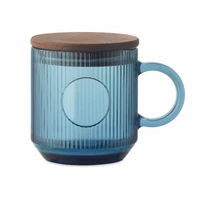 Kép 1/8 - VITRIO MUG Bordázott üveg bögre 300 ml, áttetsző kék