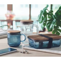 Kép 4/8 - VITRIO MUG Bordázott üveg bögre 300 ml, áttetsző kék