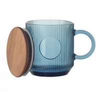 Kép 6/8 - VITRIO MUG Bordázott üveg bögre 300 ml, áttetsző kék