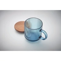 Kép 7/8 - VITRIO MUG Bordázott üveg bögre 300 ml, áttetsző kék