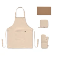 Kép 5/5 - GALA SET Újrahaszn. pamut konyhai szett, bézs