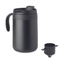 Kép 1/5 - CAFETITO Duplafalú bögre kávészűrővel, fekete