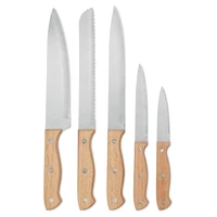 Kép 2/7 - GOURMET 5 darabos késkészlet tartóban, fa