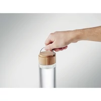Kép 1/5 - AMELAND Palack bambuszfedéllel, 500 ml, áttetsző