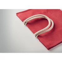 Kép 4/4 - Juta táska pamut fülekkel, piros