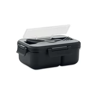 Kép 2/5 - MAKAN PP ebéddoboz evőeszközökkel, fekete