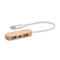 Kép 2/3 - VINA C 3 portos bambusz USB elosztó, fa