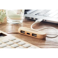 Kép 3/3 - VINA C 3 portos bambusz USB elosztó, fa