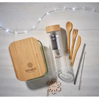 Kép 3/7 - TUNDRA LUNCHBOX Üveg/bambusz uzsonnás doboz, áttetsző