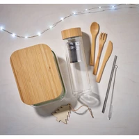 Kép 4/7 - TUNDRA LUNCHBOX Üveg/bambusz uzsonnás doboz, áttetsző