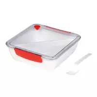 Kép 1/4 - DELICIOUS ételtároló doboz, fehér, vörös