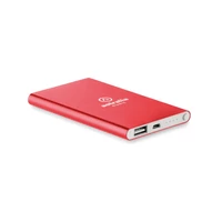 Kép 4/5 - POWERFLAT 4000 mAh alumínium powerbank, piros