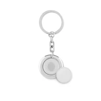 Kép 1/5 - FLAT RING Kerek kulcstartó zsetonnal, fényes ezüst