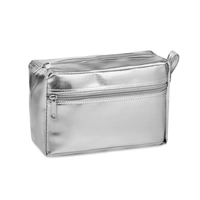 Kép 2/3 - SILENE Fényes PVC kozmetikai táska, ezüst