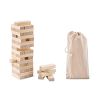 Kép 2/8 - PISA Fatorony játék pamut zsákban, fa