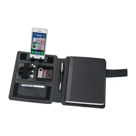 4000 mAh power bankkel ellátott A5 konferencia map, fekete