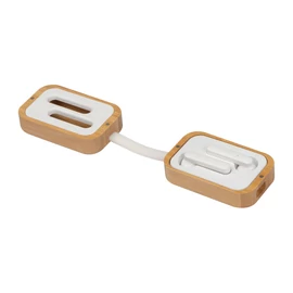 Bluetooth fülhallgató bambusz dobozban, bézs
