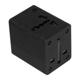 Gumírozott utazó adapter, fekete