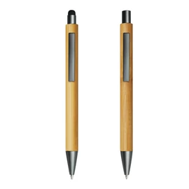 DOUBLE BAMBOO REVISED írókészlet, toll szett, barna, ezüst