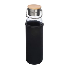 Üveg ivópalack neoprén tokban, 600 ml, fekete