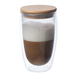 Duplafalú üveg pohár, 500 ml, áttetsző