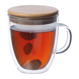 Duplafalú üveg pohár, 350 ml, áttetsző