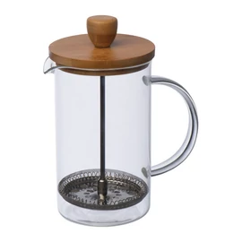 Üveg kávé- vagy teafőző bambusz tetővel, 600 ml, áttetsző